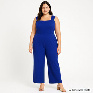 Gilli Royal Blue Wide Leg Jumpsuit XXL NWOT Square Neck Sleeveless Pockets Chic